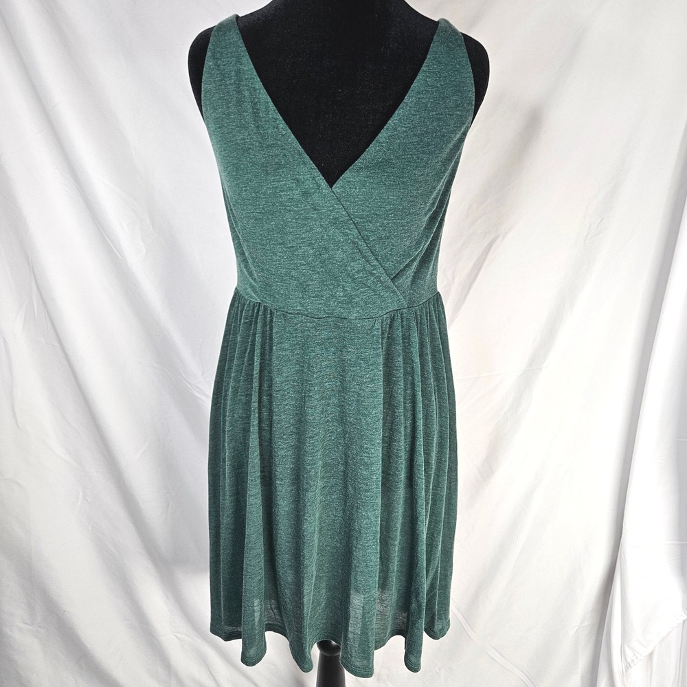 PrAna Sheer Green Dress V Neck Sleeveless Casual Sundress Woven Back Detail Sz S
